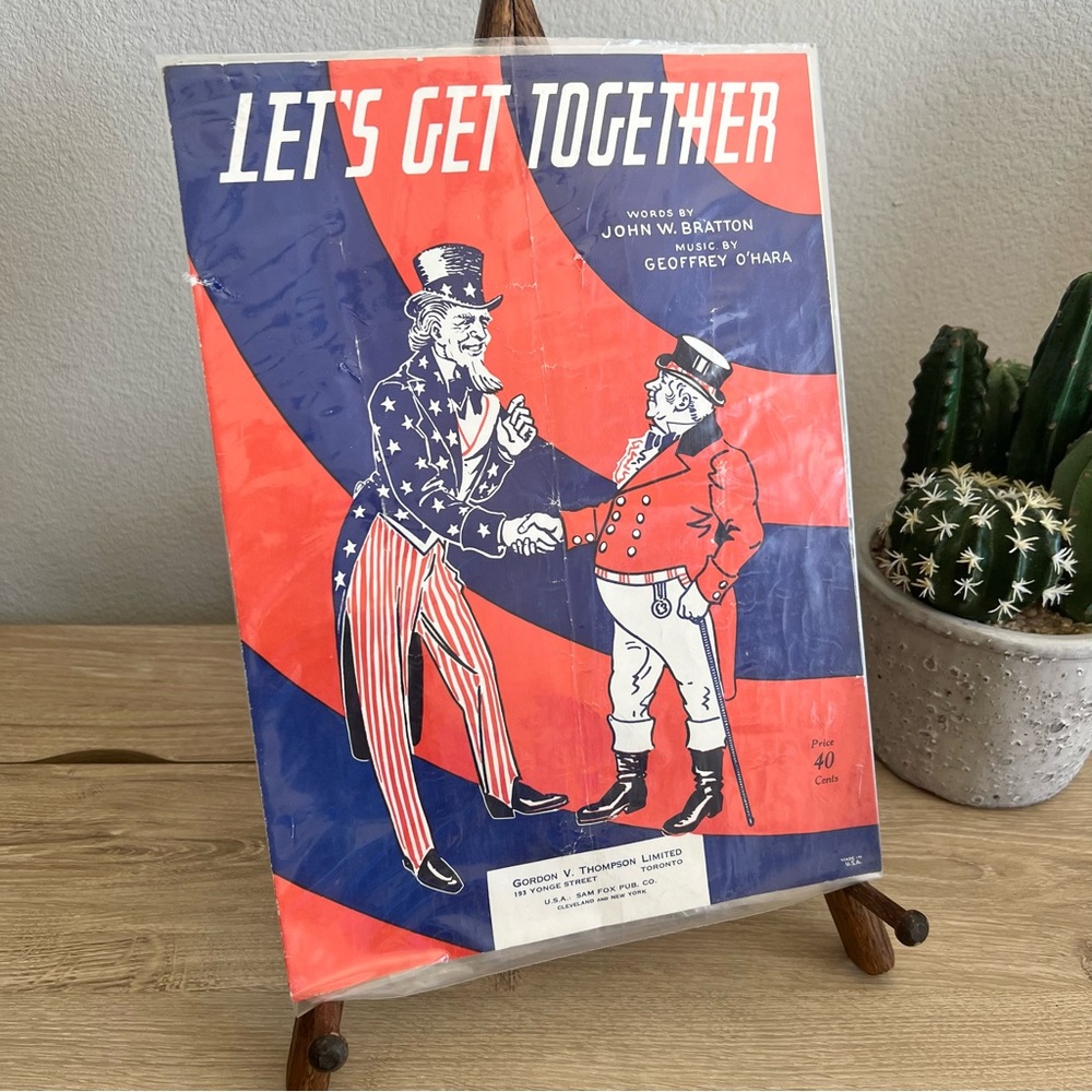 Vintage 1941 Let’s Get Together Sheet Music WWII Patriotic Uncle Sam Cover